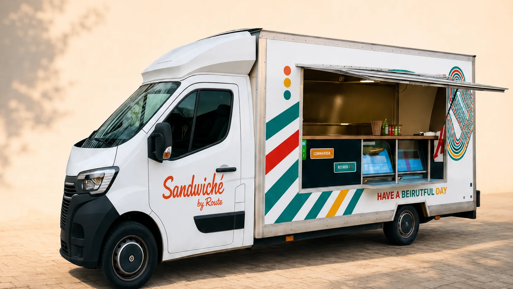 Le food truck Sandwiché by Route stationné dans une rue animée du Luxembourg